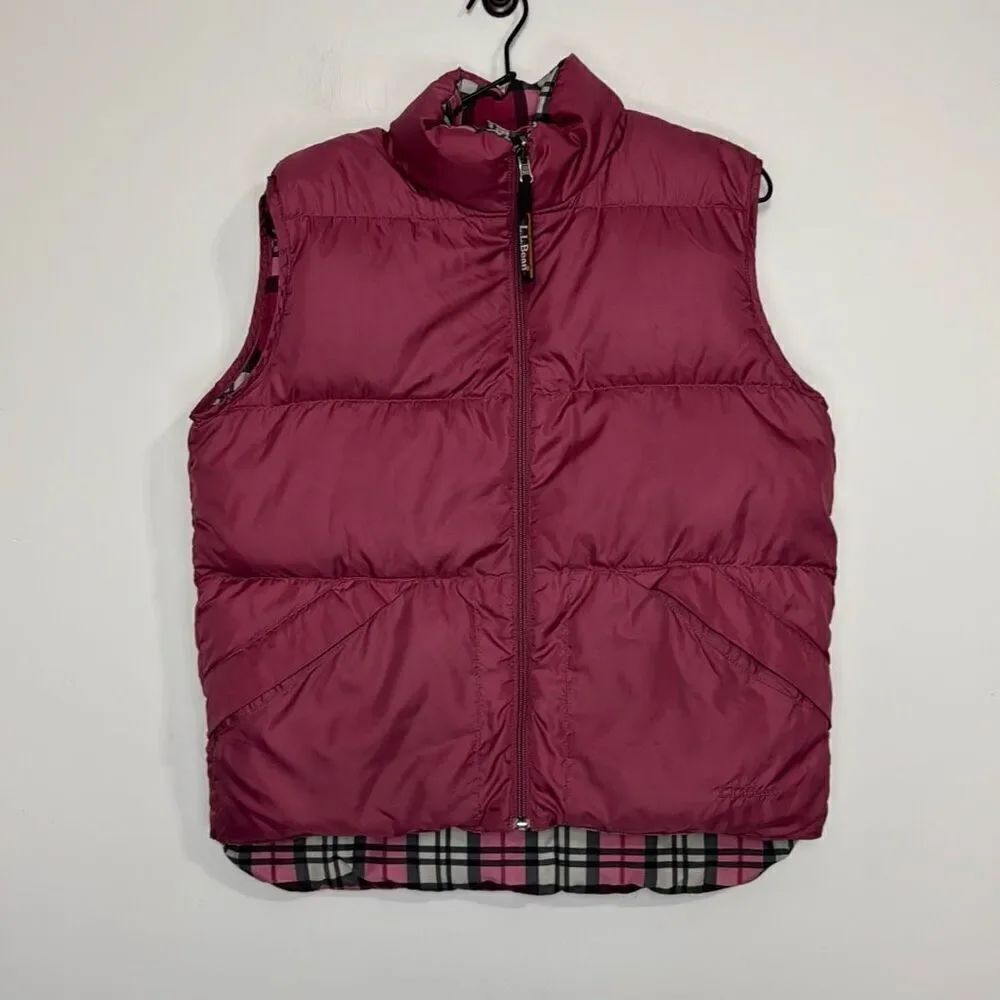 L.L. Bean Vintage Reversible Plaid Down Vest S